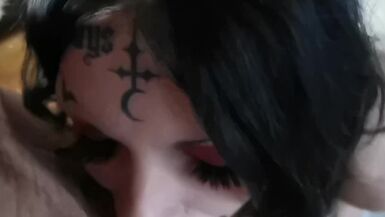 Tattooed goth ts bunny blowjob (more on of) - 1 image