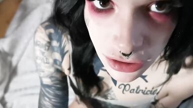 Tattooed goth ts bunny blowjob (more on of)