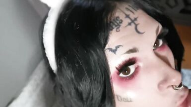 Tattooed goth ts bunny blowjob (more on of) - 2 image