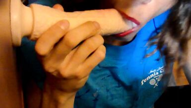 CD sploppy dildo blowjob cums on thong - 1 image