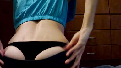 CD sploppy dildo blowjob cums on thong