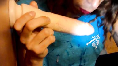 CD sploppy dildo blowjob cums on thong - 8 image