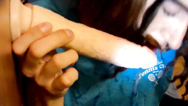 CD sploppy dildo blowjob cums on thong - 9 image