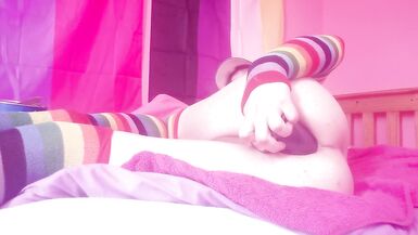 Cute femboy gets her butt fucked and gaped by a big knot dildo! - 3 image