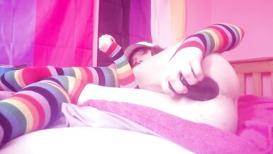 Cute femboy gets her butt fucked and gaped by a big knot dildo! - 9 image