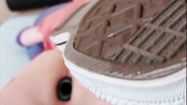 cute sissy femboy stretches ass with alien dildo, inserts big tunnel plug and cums in chastity - 13 image