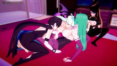 Two Futa Bayonettas x two Futa Morrigans orgy - 6 image