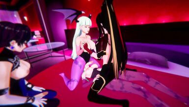 Two Futa Bayonettas x two Futa Morrigans orgy - 7 image