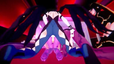 Two Futa Bayonettas x two Futa Morrigans orgy