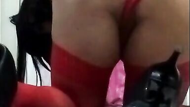 Sexy colombian crossdresser plays with anal plug and anal balls inside her ass - 2 image