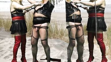 Mrs Samantha punishes her slave tgirl Marina with a good spank, and teases her - 13 image