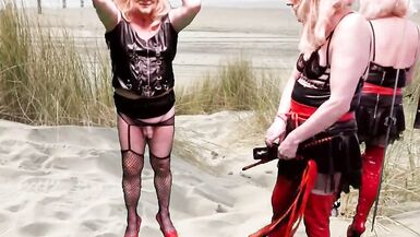 Mrs Samantha punishes her slave tgirl Marina with a good spank, and teases her - 6 image