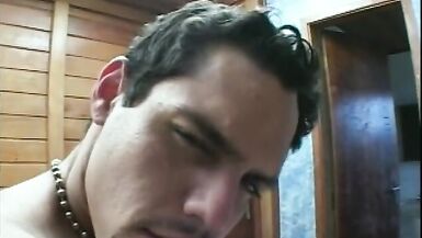 Shemale gets horny and bends guy over to fuck his ass hard on the bed - 15 image