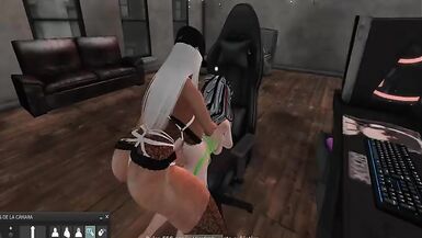 SISSY FEMBOY GAMER FUCKS IN HER ROOM WITH A SHEMALE WITH A BIG COCK, (PART 2) - 12 image