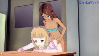 Sakura and Umiko Ahagon have intense futanari sex - New Game! Hentai - 1 image
