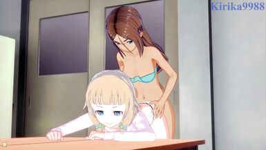 Sakura and Umiko Ahagon have intense futanari sex - New Game! Hentai - 15 image