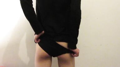 goth femboy fingers cute butt + cums - 7 image