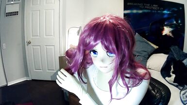 Miki & Celli Pt1! Kigurumi doll Miki shows you her zentai covered body! Under she is fully rubber! - 2 image