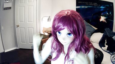 Miki & Celli Pt1! Kigurumi doll Miki shows you her zentai covered body! Under she is fully rubber! - 3 image