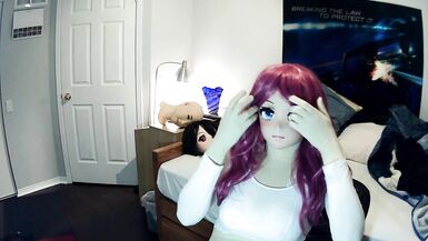 Miki & Celli Pt1! Kigurumi doll Miki shows you her zentai covered body! Under she is fully rubber! - 6 image