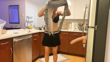 Hot Crossdresser Dildo Fucked in Kitchen - 4 image
