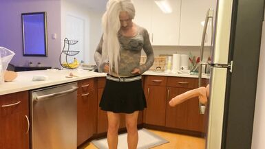 Hot Crossdresser Dildo Fucked in Kitchen - 6 image