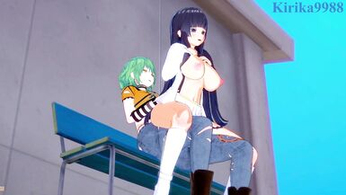 Ikaruga and Hikage have intense futanari sex on a deserted rooftop. - Senran Kagura Hentai - 12 image