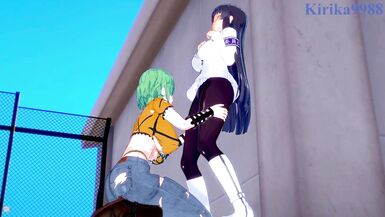 Ikaruga and Hikage have intense futanari sex on a deserted rooftop. - Senran Kagura Hentai