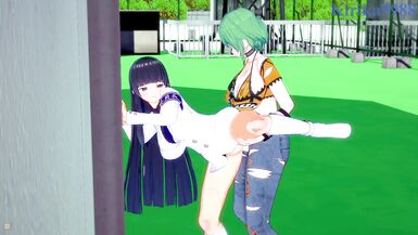 Ikaruga and Hikage have intense futanari sex on a deserted rooftop. - Senran Kagura Hentai - 8 image
