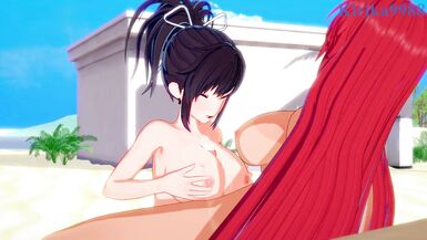 Asuka and Crimson Homura have intense futanari sex on the beach. - Senran Kagura Hentai - 4 image