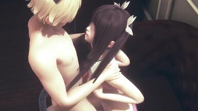 Yaoi Femboy - Kuki boobjob and threesome - 2 image