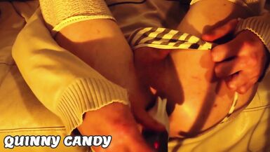 Sissy in stockings stretch tight asshole with huge vibro toy! - 12 image