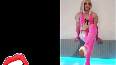 Pink Playtime- Crossdresser Showing Body - 15 image