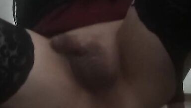 Cute Colombian shemale in sexy lingerie has fun with dildo in her ass - 6 image