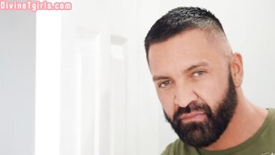 Bigass ebony tgirl riding cock in couple after catching bf - 2 image