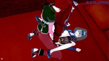 Garie Tuman and Micha Jawkan have intense futanari sex in a secret room. - Symphogear Hentai - 1 image