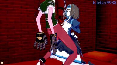 Garie Tuman and Micha Jawkan have intense futanari sex in a secret room. - Symphogear Hentai - 3 image