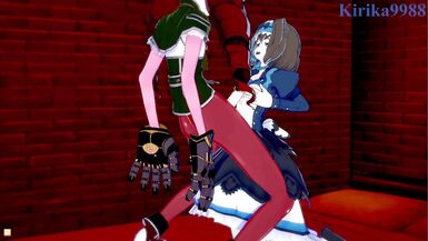 Garie Tuman and Micha Jawkan have intense futanari sex in a secret room. - Symphogear Hentai - 4 image