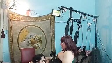 GGG kissing, kissing breasts and sucking LolaShemale74's cock - 5 image