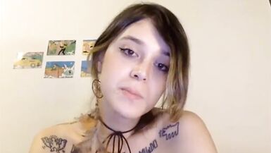 Petite trap amateur plays with her dick