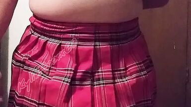 Naughty tranny schoolgirl slut Kylie Foxxx fucks her hole like a whore - 1 image