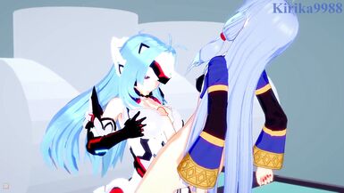 KOS-MOS and Suzuka-Hime have intense futanari sex - Xenosaga & SRW OG Saga: Endless Frontier Hentai - 4 image