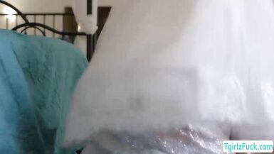 Blonde ts Lianna Lawson tranny cock blowjob and fucks friends pussy - 11 image