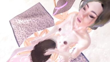 Futa Pussyfucking, Anal Sex and Facial Cumshot - 3D Animated Futanari by the Pool - 8 image