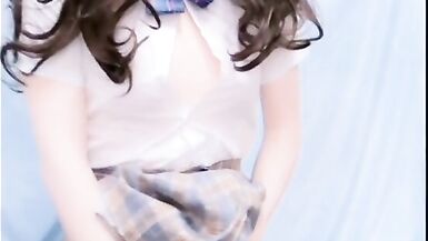 Kasnicole001 Kigurumi JK pantyhose&stocking vibrator masturbation to orgasm - 4 image