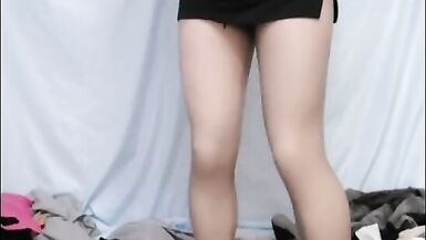 Kasnicole002 office lady blakck and grey pantyhose with boots and high heels remote vibrator - 12 image