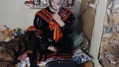 PVC Rubber School Girl Sissy Breathplay and pillow hump - 11 image