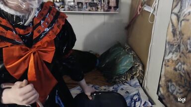 PVC Rubber School Girl Sissy Breathplay and pillow hump - 6 image