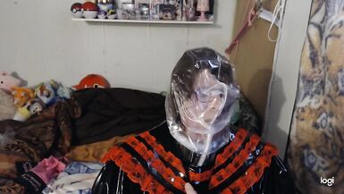 PVC Rubber School Girl Sissy Breathplay and pillow hump - 7 image