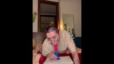 CLOSE-UP DILDO RIDE - non-binary FTM twink with a huge fat ass - 1 image